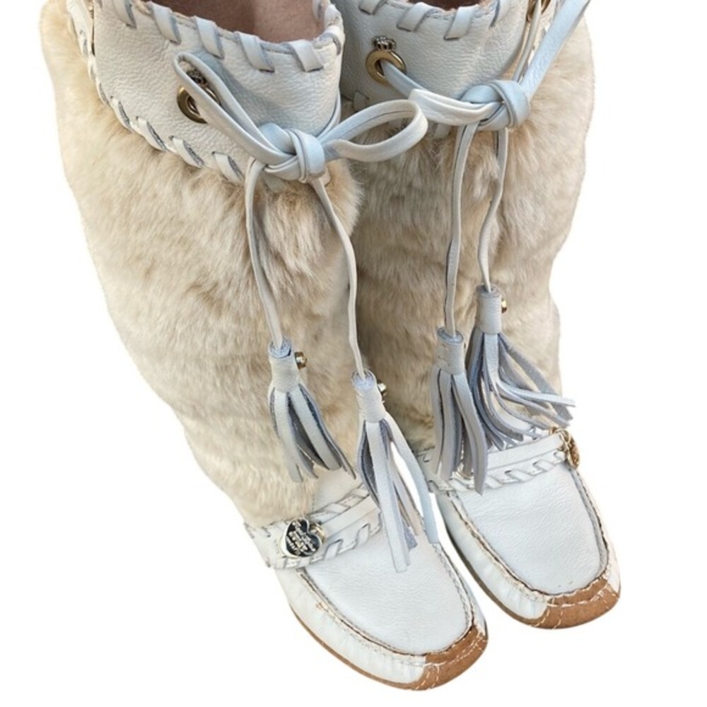 VTG Y2K moccasin boots size 7 Juicy Couture Nordic boho cabincore Western Sherpa